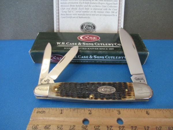 Case XX 2008 CCC Exclusive Rogers Jigged Dark Molasses Bone Cigar Whittler # 6391WH SS Case XX 2008 CCC Exclusive Rogers Jigged Dark Molasses Bone Cigar Whittler # 6391WH SS