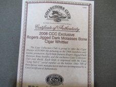 Case XX 2008 CCC Exclusive Rogers Jigged Dark Molasses Bone Cigar Whittler # 6391WH SS
