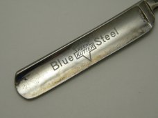 Vintage Keen Kutter K16 Simmons Hdwe Co USA Blue Steel Etch Straight Razor 
