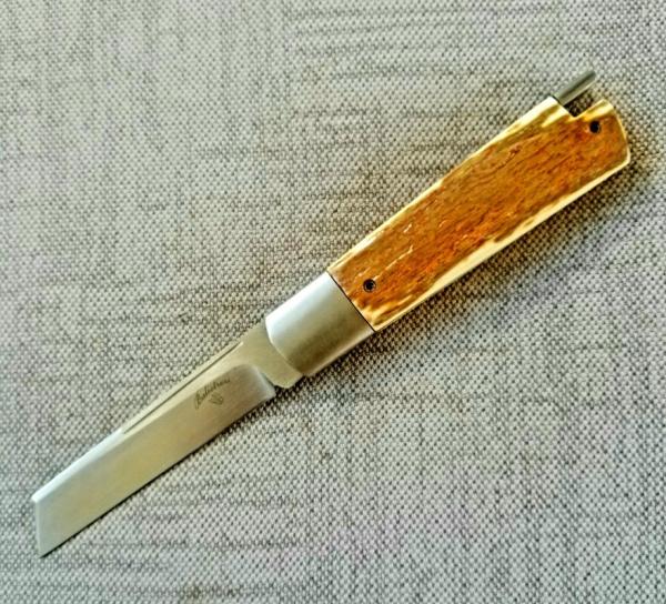 Vincenzo Balistreri Mammoth Ivory White Wolf Taillock,4"...440C..Steel bolsters ..filework..coa.slip