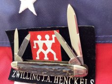 Antique Graef & Schmidt 4 Blade Pocket Knife w/ Great Antique Stag Handles 