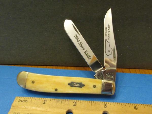 Case XX 2003 Smooth White Bone Mini Trapper For Central Kentucky Show Knife 2004 Case XX 2003 Smooth White Bone Mini Trapper For Central Kentucky Show Knife 2004