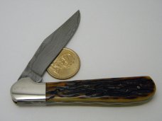*Custom* Chuck Hawes Damascus Worm Groove Bone Copperhead Knife