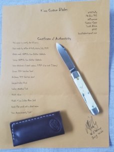 K'roo Custom Warthog Tusk Indian  River Jack .3 5/8". IVORY scales...N690..brut de force long pull 