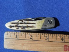 Damascus Bear & Son Midsize Folding Knife. Damascus Steel Blade Stag Bone Handle. Made in USA!!!