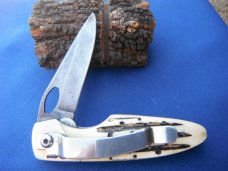 Damascus Bear & Son Midsize Folding Knife. Damascus Steel Blade Stag Bone Handle. Made in USA!!!