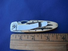 Damascus Bear & Son Midsize Folding Knife. Damascus Steel Blade Stag Bone Handle. Made in USA!!!