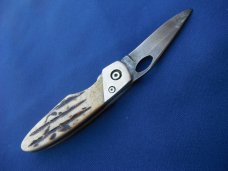 Damascus Bear & Son Midsize Folding Knife. Damascus Steel Blade Stag Bone Handle. Made in USA!!!