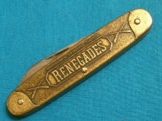 VINTAGE KUTMASTER UTICA RENEGADES TOBACCO ADVERTISING EQUAL END FOLDING POCKET KNIFE KNIVES OLD AD