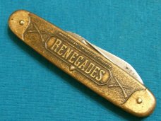 VINTAGE KUTMASTER UTICA RENEGADES TOBACCO ADVERTISING EQUAL END FOLDING POCKET KNIFE KNIVES OLD AD