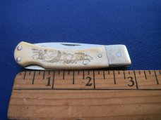 Schrade + USA Vintage SC513 Eagle/Deer/Fish  Scrimshaw  Lockback Pocket Knife - Great EDC!!!
