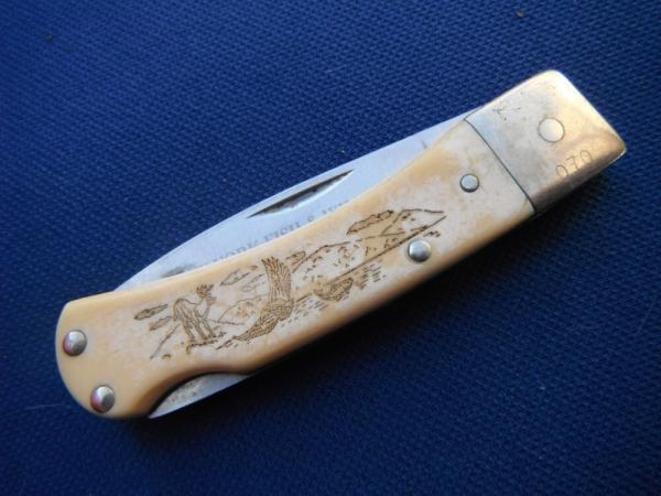 Schrade + USA Vintage SC513 Eagle/Deer/Fish Scrimshaw Lockback Pocket Knife - Great EDC!!! Schrade + USA Vintage SC513 Eagle/Deer/Fish Scrimshaw Lockback Pocket Knife - Great EDC!!!