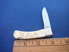 Schrade + USA Vintage SC513 Eagle/Deer/Fish  Scrimshaw  Lockback Pocket Knife - Great EDC!!!