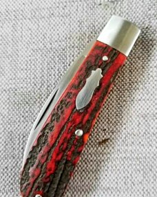 Pascal Boucher Red Stag Swayback Jack...Wharnie and Pen blades..3 5/8"...Coa & pouch..Sweet 