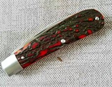 Pascal Boucher Red Stag Swayback Jack...Wharnie and Pen blades..3 5/8"...Coa & pouch..Sweet 
