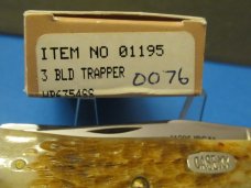 Case XX Honey Bone 3 Blade Trapper Pattern # 6354 Made for IBCA 
