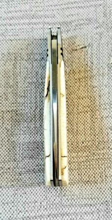 Steve Vanderkolff Mammoth Native, 4"cld..White Crackle,Smooth no texture.CPM-154..ringed bolsters 