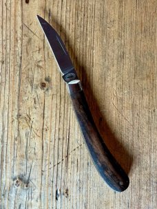 A Wright & Son "Ettrick" Carving Knife with Ebony Scales and Curved Wharncliffe Blade