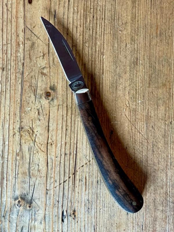 A Wright & Son "Ettrick" Carving Knife with Ebony Scales and Curved Wharncliffe Blade