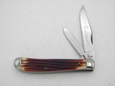 Queen Cutlery #51 Dogleg Jack Burnt Orange imitation Winterbottom bone: 3 1/2” closed, 1961