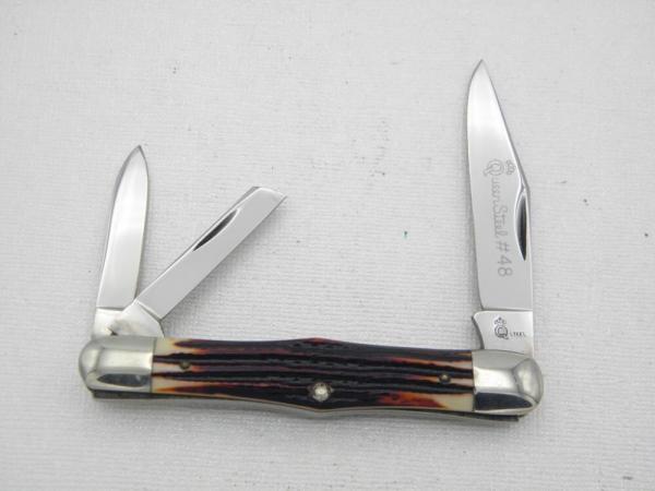 Queen Cutlery #48 Whittler Burnt Orange imitation Winterbottom bone: 3 5/8” closed, 1961
