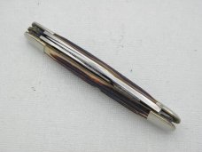 Queen Cutlery #48 Whittler Burnt Orange imitation Winterbottom bone: 3 5/8” closed, 1961
