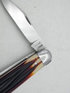 Queen Cutlery #65 Jack Burnt Orange imitation Winterbottom bone: 3 3/4” closed, 1960s, burnt orange 