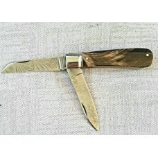 Ashley Harrison, UK maker, Buffalo Horn Trapper..4 25" ..Damascus Spear & Lambsfoot..new w/slip