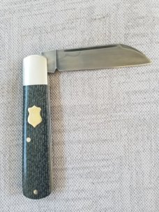 Sacred Bear/Tory Utt Custom Jack Knife,W2 w/hamon,.Nickel Silver Gcarta and double Mokume shields 4"