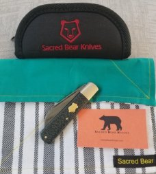 Sacred Bear/Tory Utt Custom Jack Knife,W2 w/hamon,.Nickel Silver Gcarta and double Mokume shields 4"