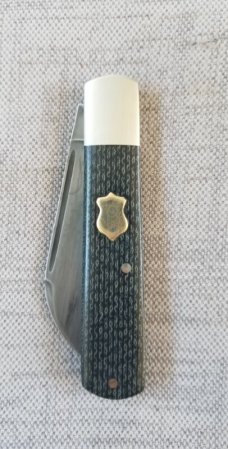 Sacred Bear/Tory Utt Custom Jack Knife,W2 w/hamon,.Nickel Silver Gcarta and double Mokume shields 4"