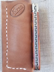 Kroo Bose Swayback in Desert ironwood and Rwl34..4" closed..red liners and spacersfilework..coa/slip