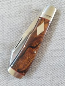 Kroo Desert ironwood Native..4" closed with Rwl34..red liners and spacers..filework..coa and slip