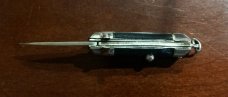 Miniature (Mini) Switchblade Keychain Knife, Made By Farfalli In Italy, Black Bambi Mark Handle 