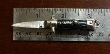 Miniature (Mini) Switchblade Keychain Knife, Made By Farfalli In Italy, Black Bambi Mark Handle 