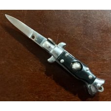Miniature Switchblade Knife, Hard To Find Fishtail Style, Black Plastic Handle, Unused #1