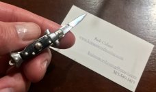 Miniature Switchblade Knife, Hard To Find Fishtail Style, Black Plastic Handle, Unused #1