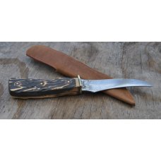Imperial Prov. R.I. USA Hunting Knife Used Brass Guard Staglon Handles Full Tang Thumb Guard 