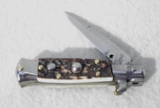 SKM CLASSIC 4,65" STILETTO SAMBAR STAG STILETTO BAYONET BLADE MADE IN MANAGO ITALY 