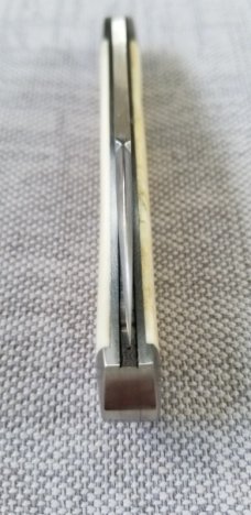 K'roo Custom Warthog Tusk Ivory Wharnie Slimline, KLASSIC KROO..Knife,,, 3.9", N690 w/ a Saber Grind