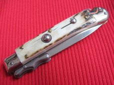Italian MEDICI Style Stag Swing Guard STILETTO Switchblade Knife