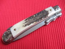 Italian MEDICI Style Stag Swing Guard STILETTO Switchblade Knife