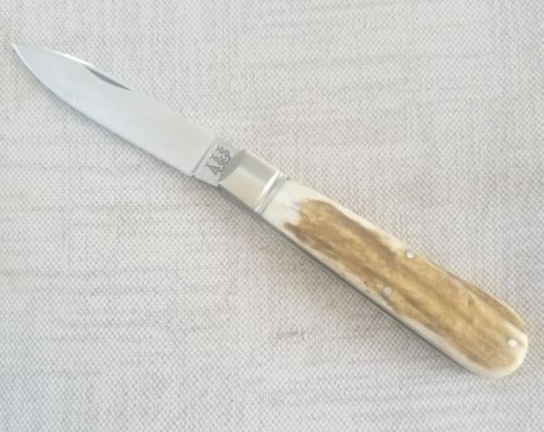 Ashley Harrison,UK maker,4" cld..Deer Stag and 01 tool steel..C70 fluted bolsters,liners and pins.