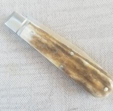 Ashley Harrison,UK maker,4" cld..Deer Stag and 01 tool steel..C70 fluted bolsters,liners and pins.