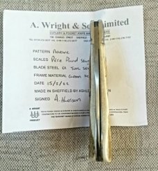 Ashley Harrison,UK maker,4" cld..Deer Stag and 01 tool steel..C70 fluted bolsters,liners and pins.