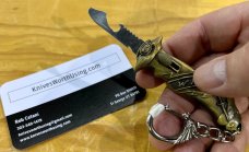 Vintage Miniature Out The Front (OTF) Keychain Switchblade Knife & Multi Tool, Unused 