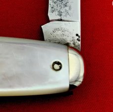 Vintage CATTARAUGUS CUTLERY Model No. 2343 2-Blade Equal End Oval Pen Pocket Knife c.1886-1963 MOP