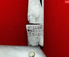 Vintage MILLER BROS MERIDEN Dolphin Lobster Pen Folding Pocket Knife c.1872-1926 Mother-of-Pearl