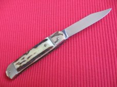 Older Small Solingen German Hubertus 5 7/8"  Leverlock Switchblade Knife 