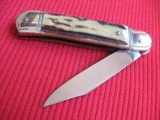 Older Small Solingen German Hubertus 5 7/8"  Leverlock Switchblade Knife 